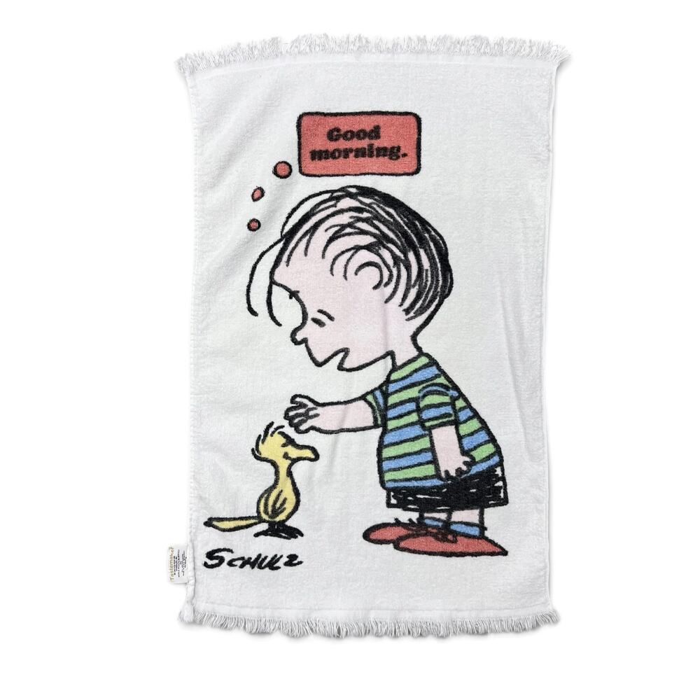Vintage 1971 Peanuts Linus Woodstock Good Morning Hand Tea Towel Tastemaker